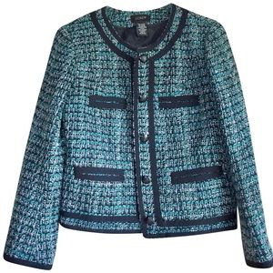 Navy Blue and Turquoise tweed J. Crew Jacket